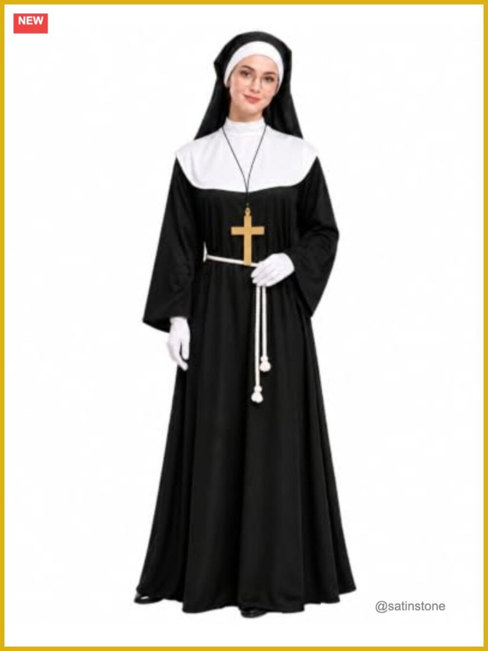 Women's Halloween Nun Costume Set 8 Piece Cosplay Outfit